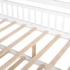 Full Size House Bed With Twin Size Trundle, Kids Bed With Shelf - White - Image 12