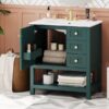 Transitional Style Bathroom Vanity Cabinet Combo With Ceramic Sink - Green - Image 22