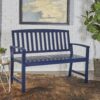 Farmhouse Style Loja Bench Indoor / Outdoor Acacia Wood - Blue - Image 5