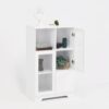 Modern Painted Cabinet With Glass Doors And Drawer - White - Image 9