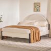 Queen Bed Frame Modern Upholstered Curved Headboard - Oatmeal - Image 5
