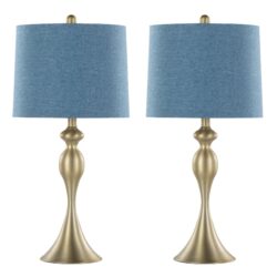 Ashland - Contemporary Table Lamp (Set of 2) - Gold / Moroccan Blue Slub