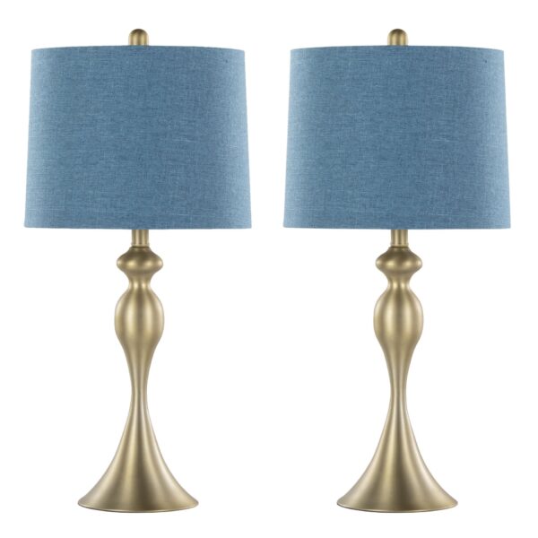 Ashland - Contemporary Table Lamp (Set of 2) - Gold / Moroccan Blue Slub