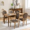 French Style Solid Wood Frame Antique Painting, Hand-Pulled Buckle Decoration Artificial Leather Dining Chair With Nailhead Trim, Wood Legs, Density Foam, Steel Spring Inner (Set of 2) - Brown - Image 17
