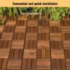 Acacia Wood Interlocking Deck Tiles Checker Pattern, 10 Piece Square Acacia Hardwood Outdoor Flooring For Patio, Bancony, Pool Side - Brown - Image 29