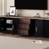 Modern Minimalist TV Stand For TVs Up To 80", Entertainment Center With 3 Drawers And 1 Shelf, Metal Handles And 2 Cabinets For Living Room - Black - Image 7