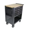 4 Drawers Multifunctional Tool Cart With Wheels And Wooden Top - Black - Image 10
