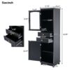 Tall Bathroom Storage Cabinet With Glass Doors, Free-Standing, Two Drawers, And Adjustable Shelves, MDF Board, Painted Perfect For Displaying Your Favorite Items - Black - Image 8