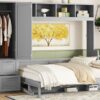 Queen Size Murphy Wall Bed With Closet And Drawers - Gray - Image 19