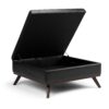 Owen - Square Coffee Table Storage Ottoman - Distressed Black - Image 2
