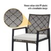 All Weather 5 Piece Patio Dining Table Set, Acacia Wood Table Top With Umbrella Hole, Rattan Outdoor - Coffee Brown - Image 6