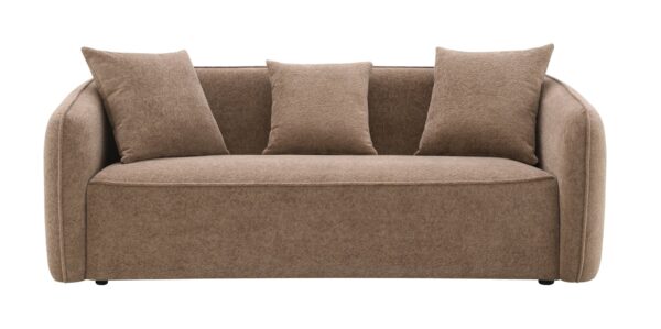Keith - Chenille 3 Piece Living Room Set (Comes With Matching Color Toss Pillows) - Brown