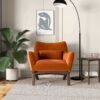 Brayden - Mid-Century Modern Velvet Armchair - Burnt Orange / Wood - Image 8