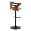 Cosi - Mid-Century Modern Adjustable Barstool With Swivel With Rounded T Footrest (Set of 2) - Black / Walnut / Gray - Image 4