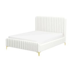 Valery - King Size Platform Bed - Cream
