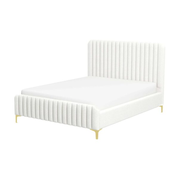 Valery - King Size Platform Bed - Cream
