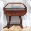 Large Circular Open Bedside Table - Brown - Image 9