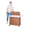 Laundry Hamper With Lid PE Rattan Powder Coating Frame Clothes Hampers With 2 Removable Bags, Wheels, 160L - Brown - Image 24