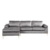 Shannon - Velvet Sectional Sofa With Chaise - Gray - Image 7