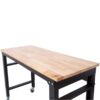48" Wide Rolling Workbench For Garage, Adjustable Height, Workshop Tool Bench, Metal With Rubber Wood Top - Black / Light Brown - Image 7