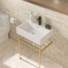 24" Ceramic Console Bathroom Sink With Overflow Basin & Toned Legs - White - Image 4