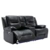 2 Seater Home Theater Recliner Manual Recliner Chair With A Led Light Strip Two Cup Holders And A Storage Box For Living Room - Black - Image 11