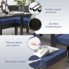 7 Piece Outdoor Furniture Set Waterproof Cushions Glass Table Space Saving - Blue - Image 6