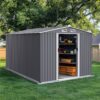 Outdoor Storage Shed 8 2 Ft Large Metal Tool Sheds Heavy Duty Storage House With Sliding Doors And Air Vent For Backyard Patio Lawn To Store Bikes Tools Lawnmowers - Gray - Image 4