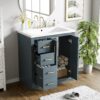 Bathroom Vanity With Ceramic Sink Combo, Frame Bathroom Storage Cabinet, Freestanding Vanity Set With 3 Drawers & Soft Closing Doors - Blue - Image 3