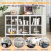 Heavy Duty Metal Modern Sideboard Buffet Cabinet With Storage Premium Steel Storage Cabinet, Adjustable Feet, Glass Doors, Large Capacity Organizer - White - Image 5