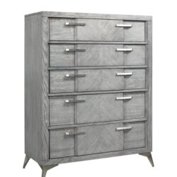 5 Drawer Chest Book Matched Veneers - Gray
