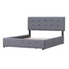 Queen Size Upholstered Platform Bed With Classic Headboard And 4 Drawers, No Box Spring Needed - Dark Gray - Image 4
