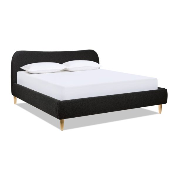 Roman - King Curved Headboard Upholstered Platform Bed - Ebony Black