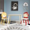 Kids Table And 2 Chairs Set, 3 Pieces Toddler Table And Chair Set, Wooden Activity Play Table Set (Lion&Monkey) - Natural - Image 10