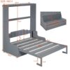 Queen Size Murphy Wall Bed With Cushion, Space Saving - Gray - Image 12