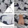 2 Piece Indoor / Outdoor Chaise Lounge Chair Cushion Set With Ties, Patio Seat Cushions For Lawn, Pool & Beach - Blue Leaf - Image 4