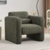 Modern Accent Chair Lambskin Sherpa Upholstered Comfy Reading Arm Chair Soft Padded Armchair With Back And Pillow For Living Room - Seaweed Green - Image 4