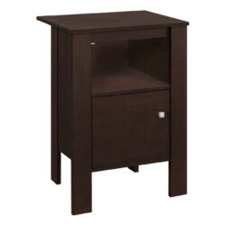 Accent Nightstand Side Table, Storage, Transitional - Espresso