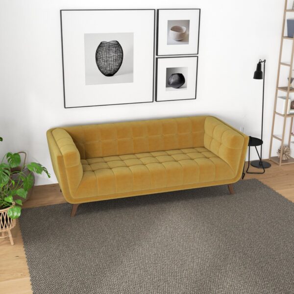 Addison - Large Velvet Sofa - Gold
