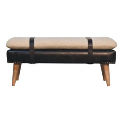 Bouclé Buffalo - Hide Leather Bench - Black