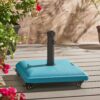 Stylish Concrete Square Wheelie Umbrella Base With Stainless Steel Pole Handle - Teal - Image 5