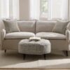 Upendo - Pattern Linen Sofa With 2 Toss Pillows - Beige - Image 9