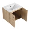 24" Wall Mounted Bathroom Vanity With Ceramic Sink And 2 Soft Closing Doors - Oak - Image 16