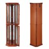 Corner Curio Cabinet With Lights, Adjustable Tempered Glass Shelves, Mirrored Back, Display Cabinet (E26 Light Bulb Not Included) - Light Walnut - Image 7