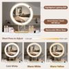 Makeup Vanity Desk With Lighted Mirror, Luxury Dressing Table With 2 Drawers And 1 Cabinet, 3 Lighting Modes Available For Bedroom - White / Gold - Image 5