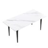 70.87" Modern Artificial Stone White Straight Edge Black Metal Leg Dining Table, Can Accommodate 6-8 People - White / Black - Image 5
