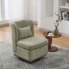 Modern Cushioned Armless Metal Base 360 Degree Swivel Chair With Pillow, Suitable For Living Room, Family Room, Bedroom, Lounge Area, Office Pale - Green - Image 3