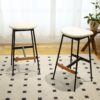 Modern Bar Stools Comfortable & Stylish Counter Height And Bar Height Bar Stools, Soft Upholstered, Backless For Kitchen, Dining Room Bar Chairs (Set of 2) - White - Image 2