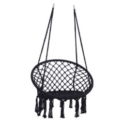 Macrame Hanging Hammock Chair, Cotton Rope Swing For Indoor And Outdoor Use, 330 Lbs Capacity - Black