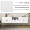 Modern TV Stand For TV Up To 70", TV Cabinet With 1 Drawer, 2 Cabinets And Metal Legs, Handles And Anti-Tip Device For Living Room - White - Image 19